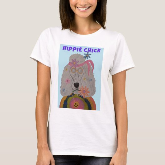 Pudel Hippie Mädchen T-Shirt (Vorderseite)