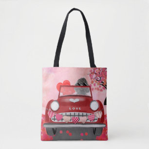 Pudel-Hund-Auto mit Herzen Valentinstag Tasche