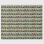 Pudel-Hund-Frühlingsblumen-Gemälde Geschenkpapier (Flach)