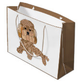 Pudel Hund Große Geschenktüte (Rückseite Schrägansicht)