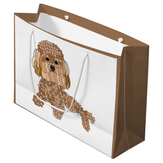 Pudel Hund Große Geschenktüte (Vorderseite Schrägansicht)