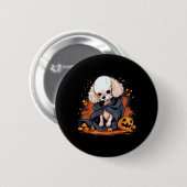 Pudel-Hund Halloween Button (Vorne & Hinten)