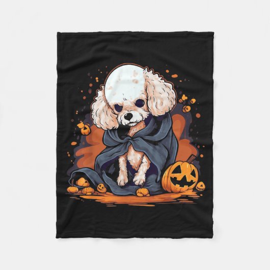 Pudel-Hund-Halloween Fleecedecke (Vorderseite)