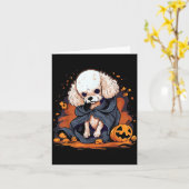 Pudel-Hund Halloween Karte (Gelbe Blume)