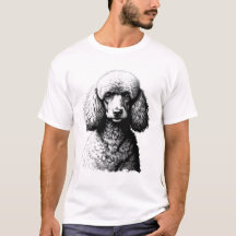 Pudel-Hund-Kopf-Skizze Weißes T-Shirt