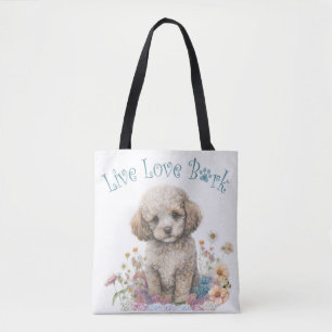 Pudel-Hund-Mama-Blumenmuster Tasche