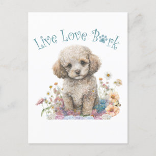 Pudel-Hund-Mama Floral Postkarte
