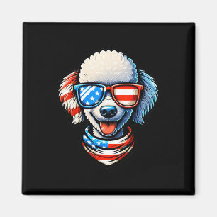 Pudel-Hund mit Usa-Flagge-Sonnenbrille Patriotisch Magnet