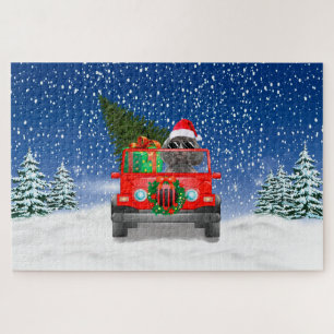 Pudel-Hund mit Weihnachtsgeschenken Puzzle