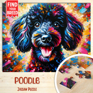 Pudel-Hund-Porträt Acryl-Kunst Druck Hundeliebhabe Puzzle