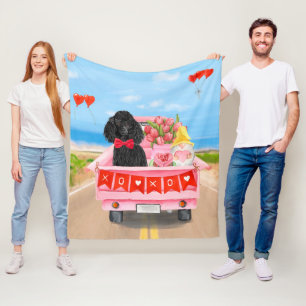 Pudel-Hund Valentinstag-Lieferwagen Fleecedecke