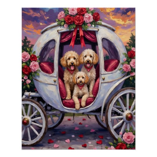 Pudel Hund Valentinstag Poster (Vorderseite)