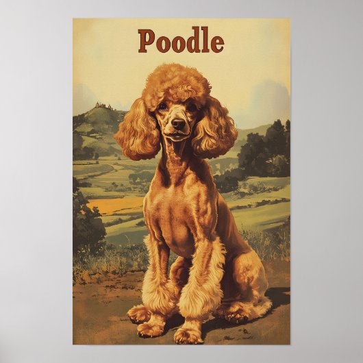 Pudel Hund Vintage Kunst Poster (Vorne)
