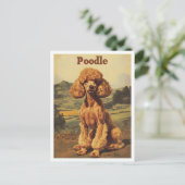 Pudel Hund Vintage Kunst Postkarte (Stehend Vorderseite)