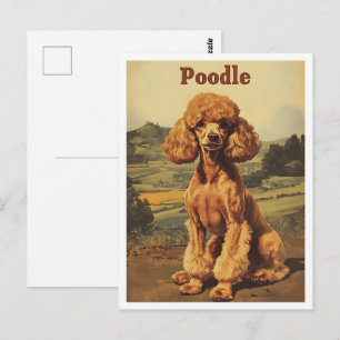 Pudel Hund Vintage Kunst Postkarte
