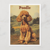 Pudel Hund Vintage Kunst Postkarte (Vorderseite)