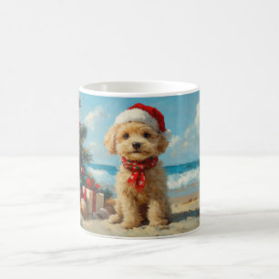 Pudel-Hund-Weihnachten Vintage-Strand Kaffeetasse