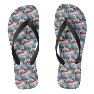 Pudel-Hund Weihnachtsfestlich Badesandalen