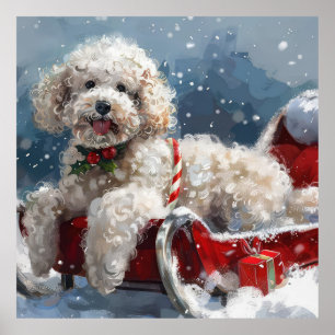 Pudel-Hund-Weihnachtsfestlich Poster