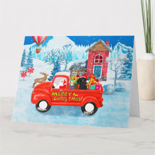 Pudel-Hund-Weihnachtslieferwagen Schnee Karte