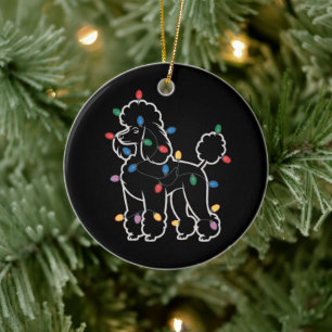 Pudel Hunde Baum Weihnachten Xmas Haustier Tier Hu Keramik Ornament