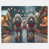 Pudel-Hunde Weihnachten Schnee Ferien Fleecedecke (Vorderseite (Horizontal))