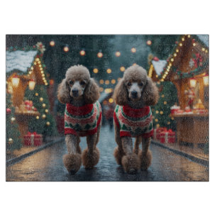 Pudel-Hunde Weihnachten Schnee Ferien  Schneidebrett