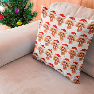 Pudel-Hunderasse Weihnachtssterne Kissen