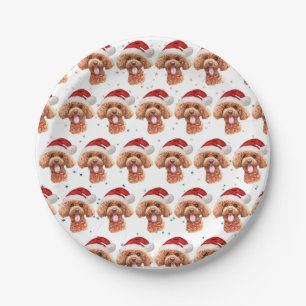 Pudel-Hunderasse Weihnachtssterne Pappteller