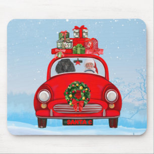 Pudel im Auto mit dem Weihnachtsmann  Mousepad