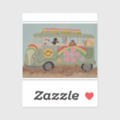 Pudel im Hippie-Van Aufkleber (Blatt)