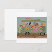 Pudel im Hippie-Van Feiertagskarte (Vorne/Hinten)