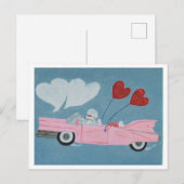 Pudel im rosa Cabrio Postkarte (Vorne/Hinten)