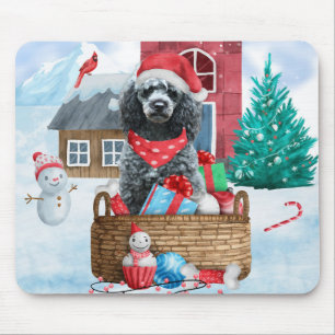 Pudel im Schnee Weihnachtshundhaus Mousepad