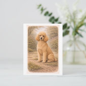 Pudel im Vintage-Stil Postkarte (Stehend Vorderseite)