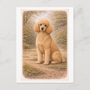 Pudel im Vintage-Stil Postkarte