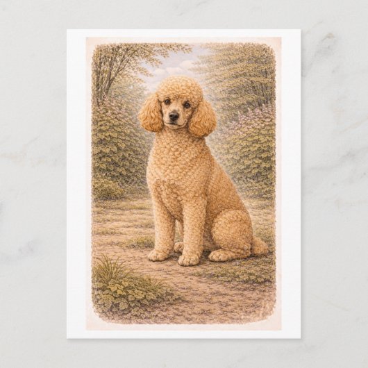 Pudel im Vintage-Stil Postkarte (Vorderseite)