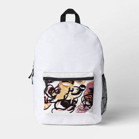 Pudel in Blumen Bedruckter Rucksack (Vorderseite)