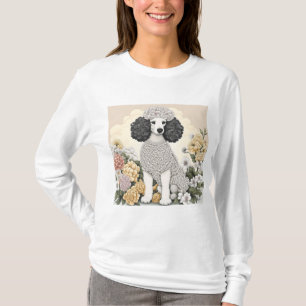 Pudel in fantastischen Blumen T-Shirt