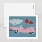 Pudel in rosa Cabrio Postkarte (Vorne/Hinten)
