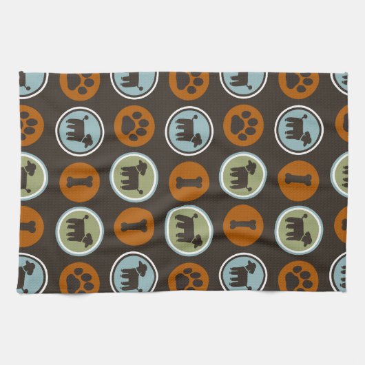 Pudel kopieren mit Tatzen-Drucken und Hundekuchen Geschirrtuch (Horizontal)