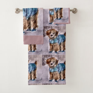 Pudel Kunst Weihnachten Badhandtuch Set