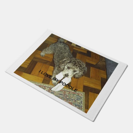 Pudel-Liebe w pic-Silber Fußmatte (Schrägansicht)