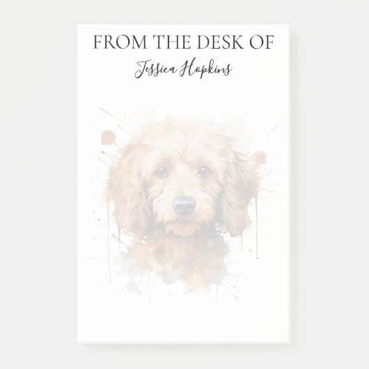 Pudel Liebhaber Monogrammierter Hund Post-it Klebezettel (Vorderseite)