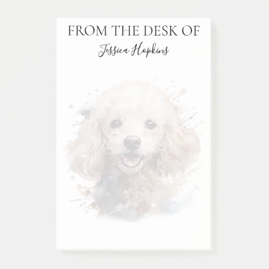 Pudel Liebhaber Monogrammierter Hund Post-it Klebezettel (Vorderseite)