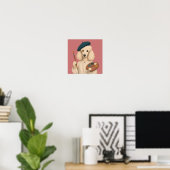 Pudel-Maler mit Barett, Pinsel und Palette Poster (Heimbüro)