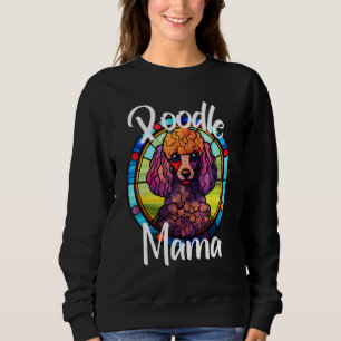 Pudel-Mama-Hundemutter-Welpen-Bunt-Haustier-Pelz-B Sweatshirt