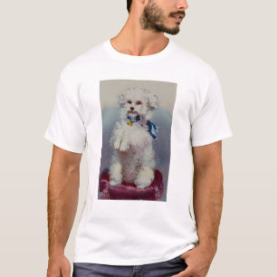 Pudel mit blauem Band T-Shirt