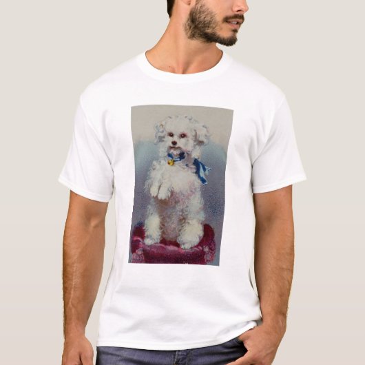 Pudel mit blauem Band T-Shirt (Vorderseite)