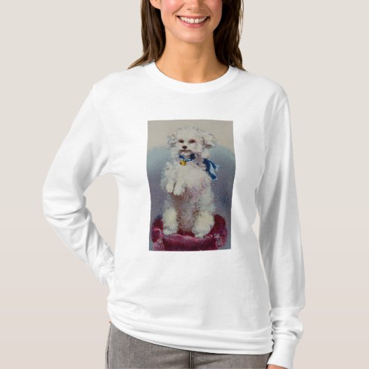 Pudel mit blauem Band T-Shirt (Vorderseite)